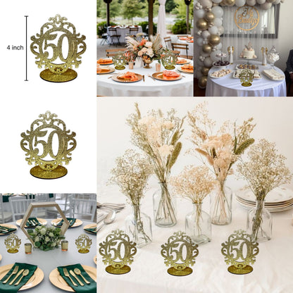 Wooden 50th Centerpiece Gold