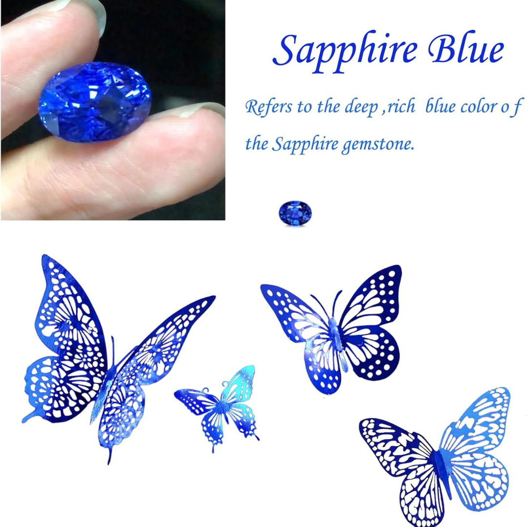 Iridescent 3D Butterfly Blue w/Stickers - 12 PC