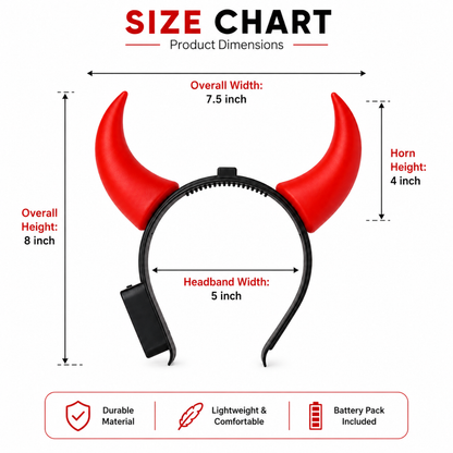 Light Up Red Devil Horns -  1PC