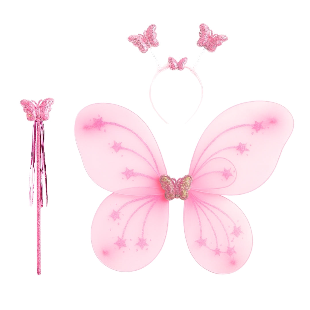 Butterfly Wings, Wand w/ Headband Set For Girls - 3PC