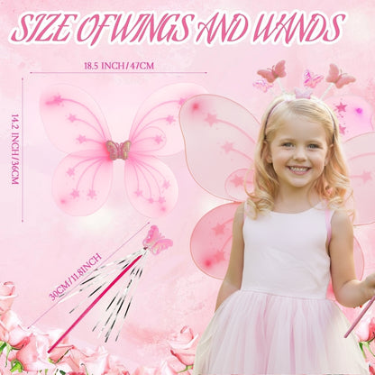 Butterfly Wings, Wand w/ Headband Set For Girls - 3PC