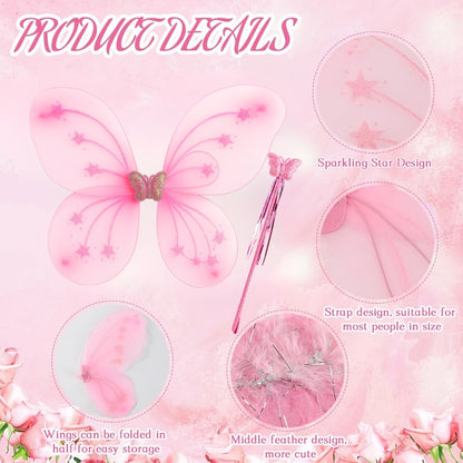 Butterfly Wings, Wand w/ Headband Set For Girls - 3PC
