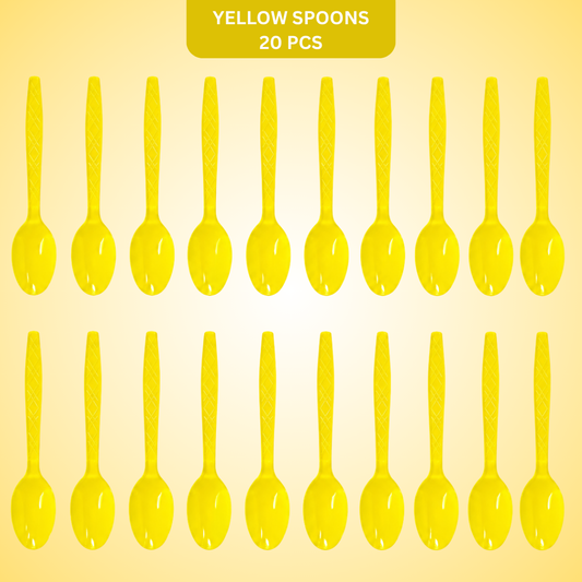 Premium Plastic Yellow Spoons - 20CT