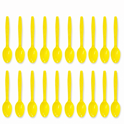 Premium Plastic Yellow Spoons - 20PC | For Birthdays, Picnics & Baby Shower Parties