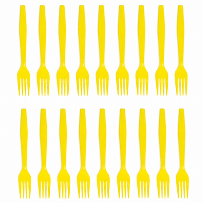 Yellow Premium Plastic Forks for Fruits or Noodles - 20PC
