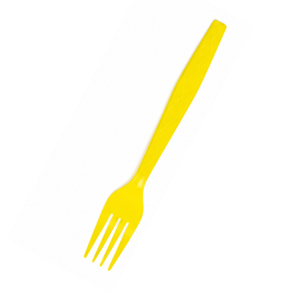 Yellow Premium Plastic Forks for Fruits or Noodles - 20PC