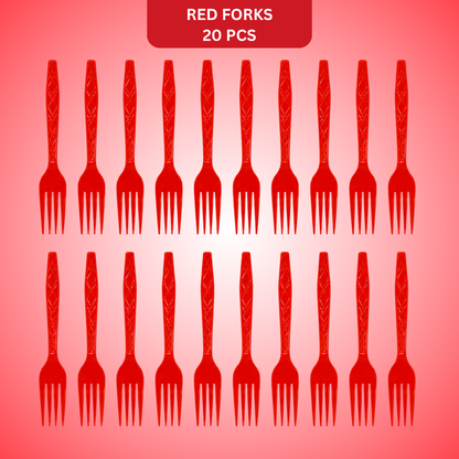 Premium Plastic Red Forks - 20PC