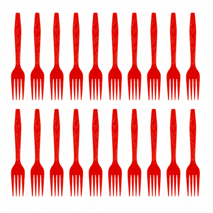 Premium Plastic Red Forks - 20PC