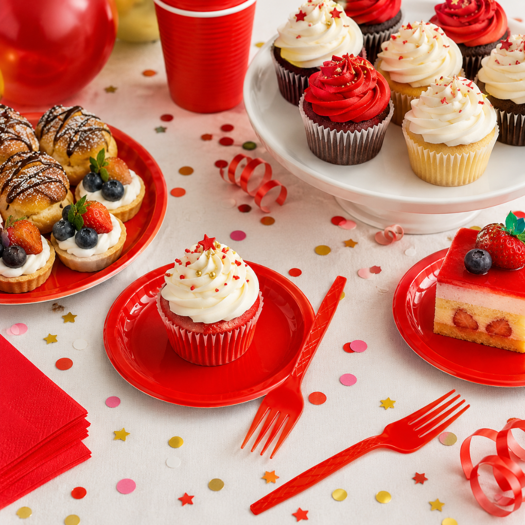 Premium Plastic Red Forks - 20PC