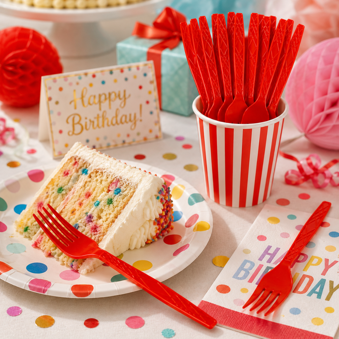 Premium Plastic Red Forks - 20PC