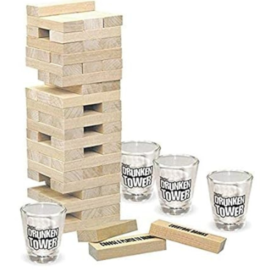 Drunken Jenga Tower Game - Includes Shot Glasses