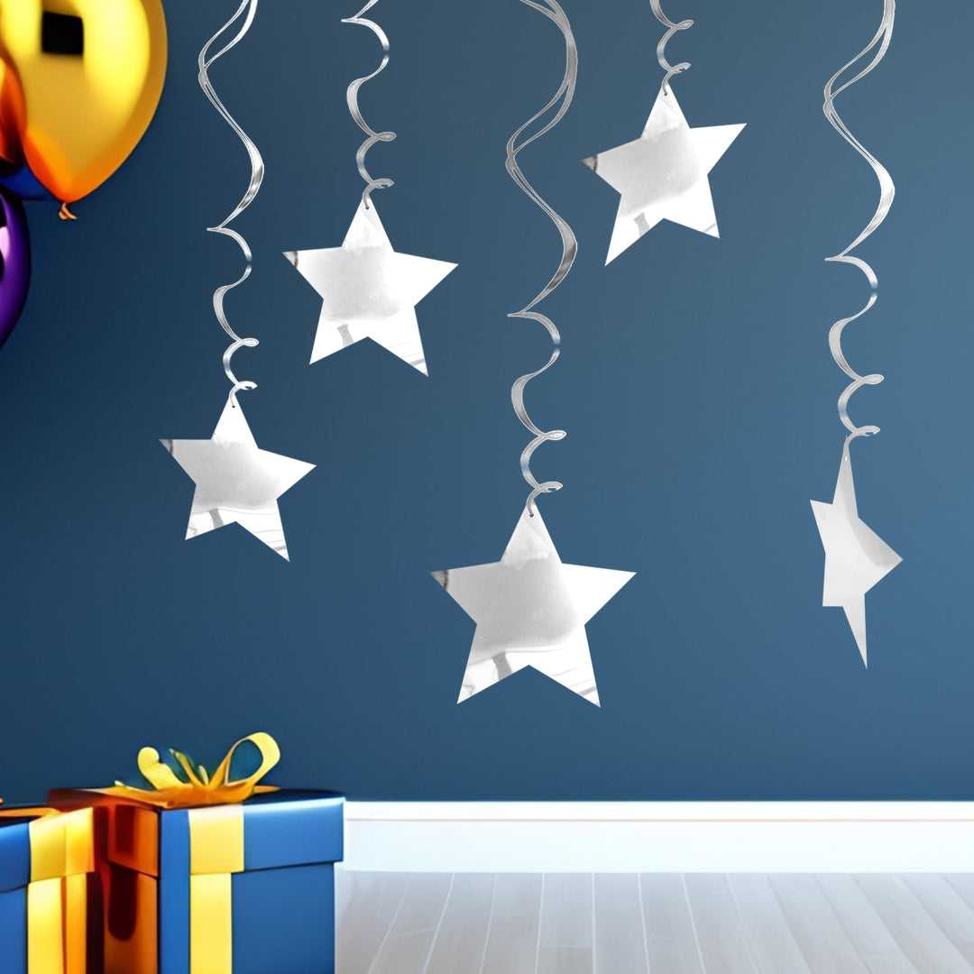 Silver Star Swirl Decoration - 15CT