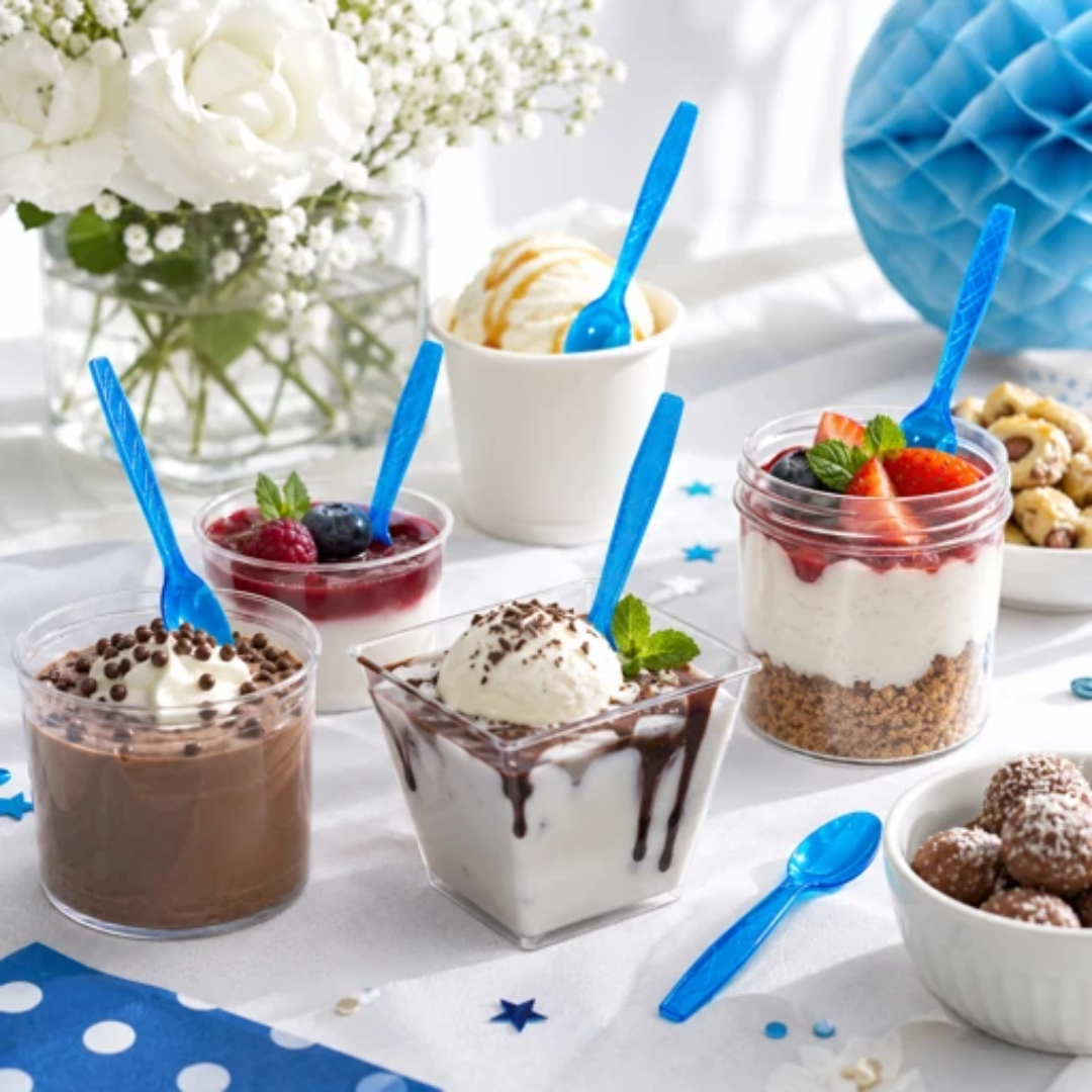 Light Blue Spoons - 20PC | Pastel Blue Party Spoons for Cake, Dessert or Snacks | Sturdy Picnic Spoons