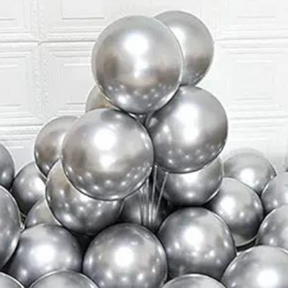 Silver Metallic Balloons, 12 Inch Silver Latex Helium Balloons -Pack of 10