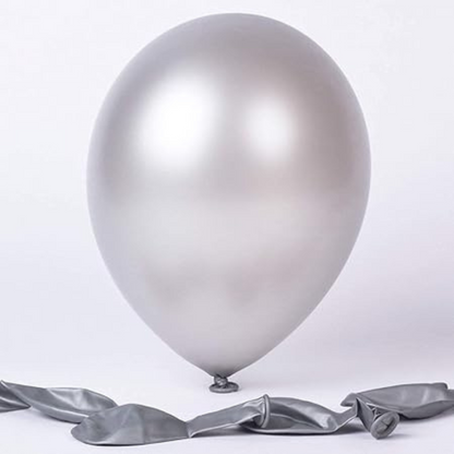 Silver Metallic Balloons, 12 Inch Silver Latex Helium Balloons -Pack of 10