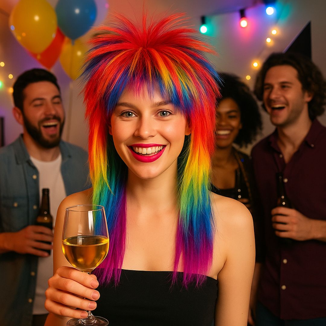 Fancy Rockstar Girl Multicolor Wig for Women - 1PC