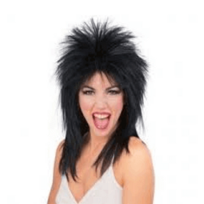 Rockergirl Black Wig for Halloween Cosplay Party, Rockstar Party, Funny Wigs, black wig for girls