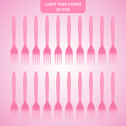 Light Pink Forks - 20PC | Pastel Pink Party Forks for Birthdays, Baby Showers and Picnics