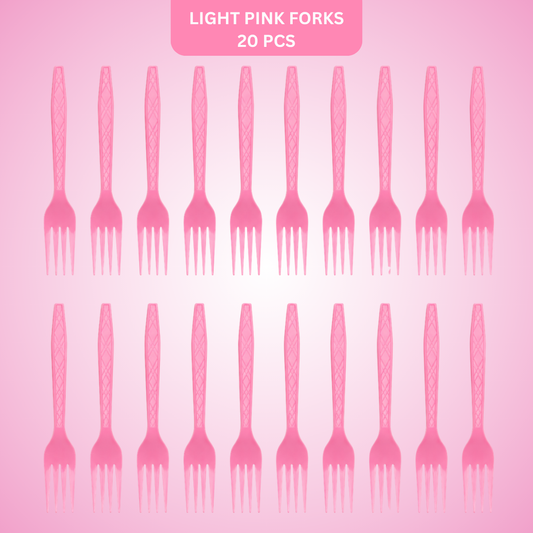 Light Pink Forks - 20PC | Pastel Pink Party Forks for Birthdays, Baby Showers and Picnics