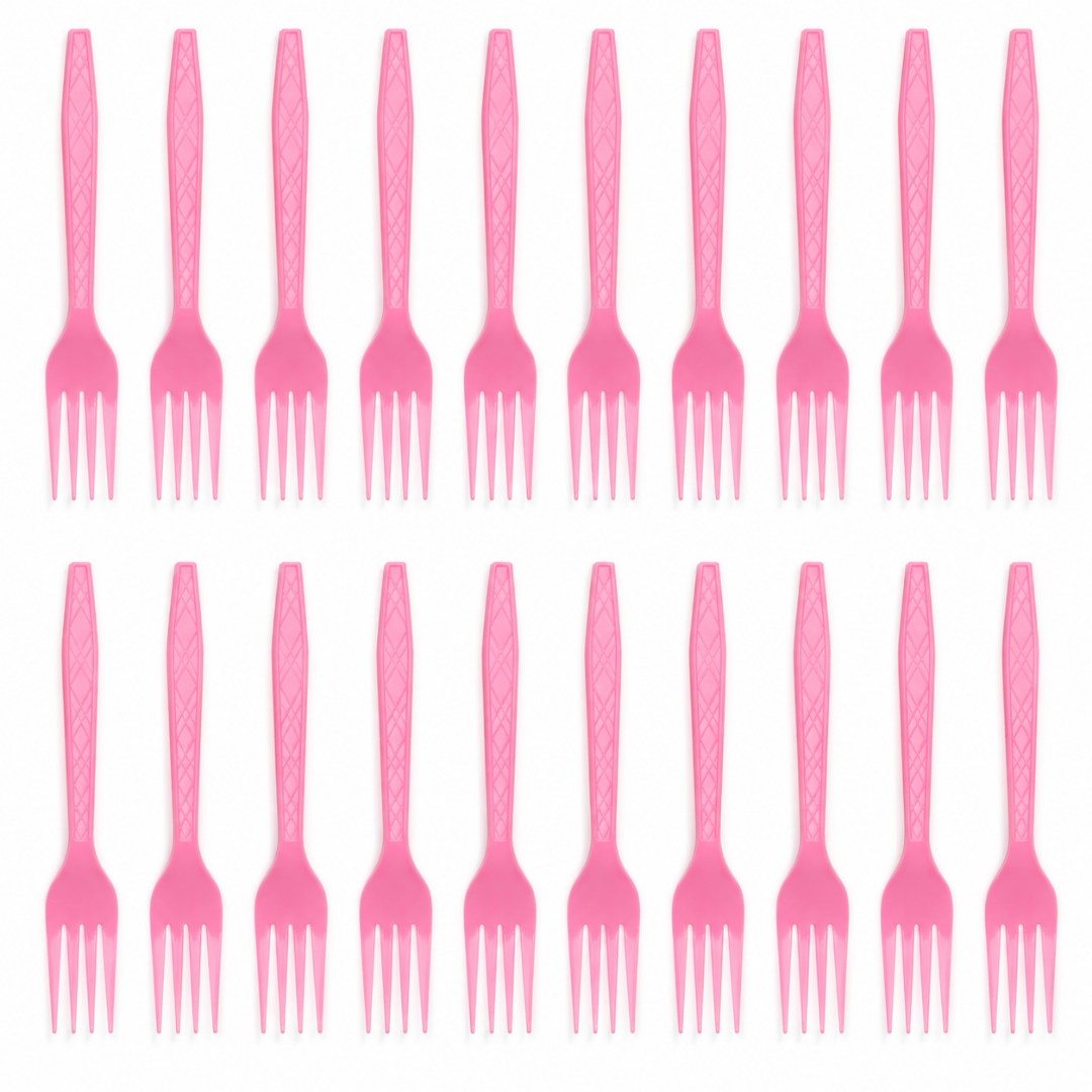 Light Pink Forks - 20PC | Pastel Pink Party Forks for Birthdays, Baby Showers and Picnics