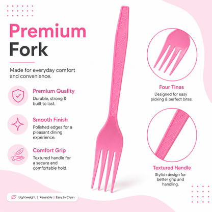 Light Pink Forks - 20PC | Pastel Pink Party Forks for Birthdays, Baby Showers and Picnics
