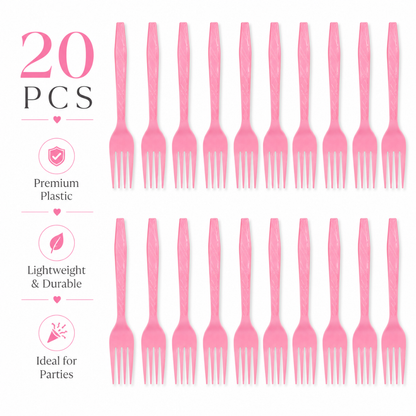 Light Pink Forks - 20PC | Pastel Pink Party Forks for Birthdays, Baby Showers and Picnics