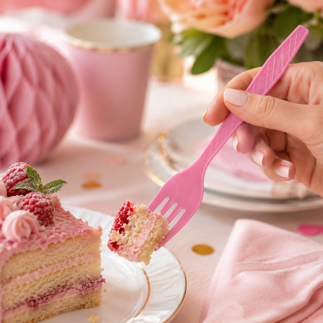 Light Pink Forks - 20PC | Pastel Pink Party Forks for Birthdays, Baby Showers and Picnics