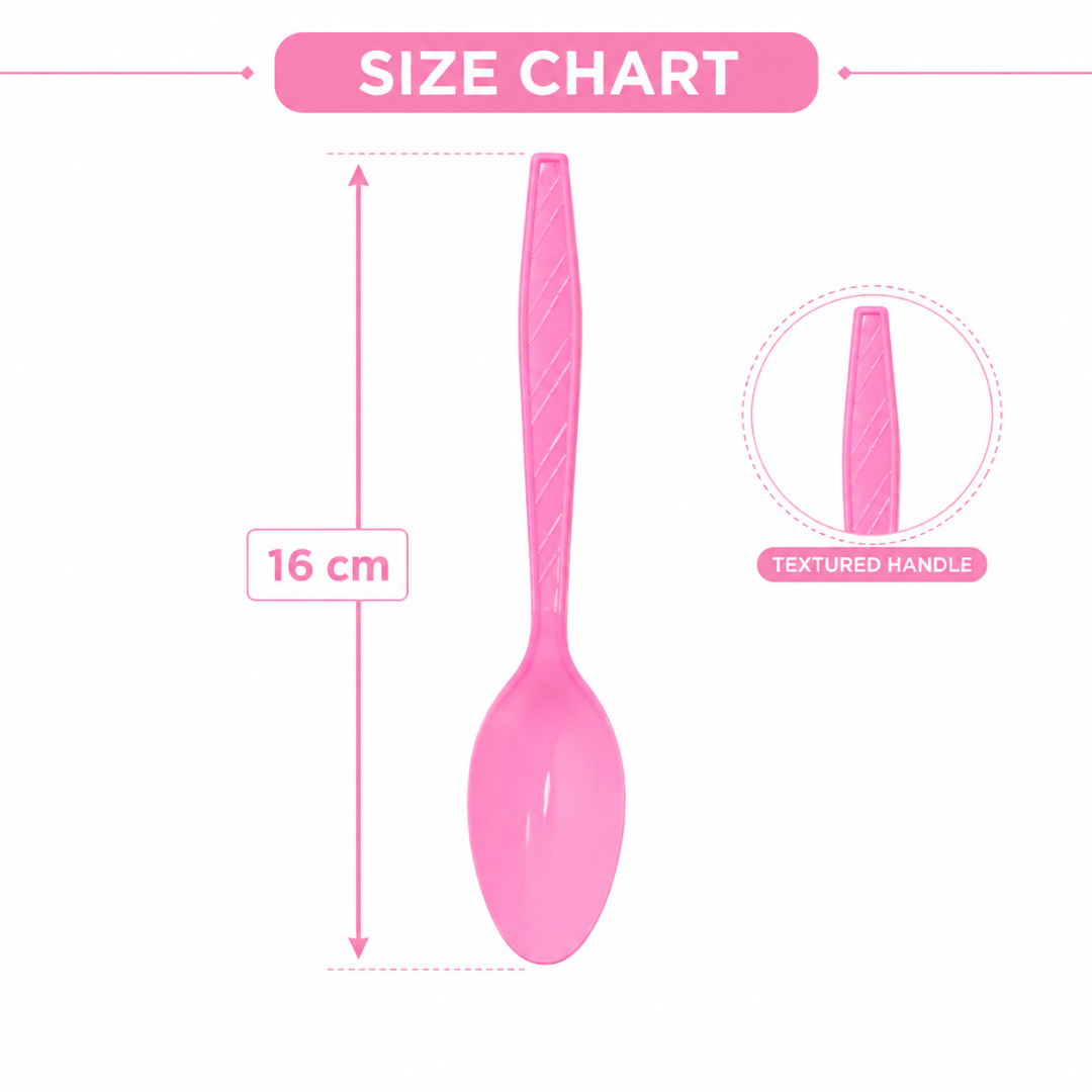 Light Pink Spoons - 20PC | Pastel Pink Party Spoons for Cake, Dessert or Snacks | Sturdy Picnic Spoons