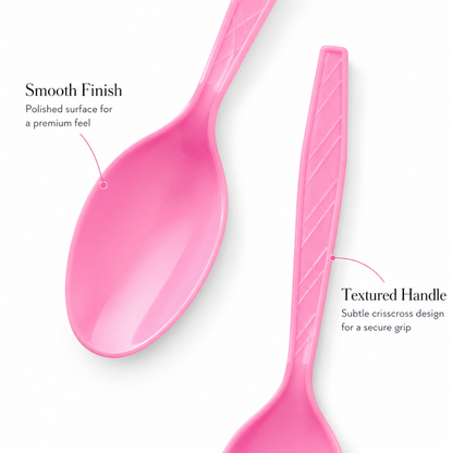 Light Pink Spoons - 20PC | Pastel Pink Party Spoons for Cake, Dessert or Snacks | Sturdy Picnic Spoons