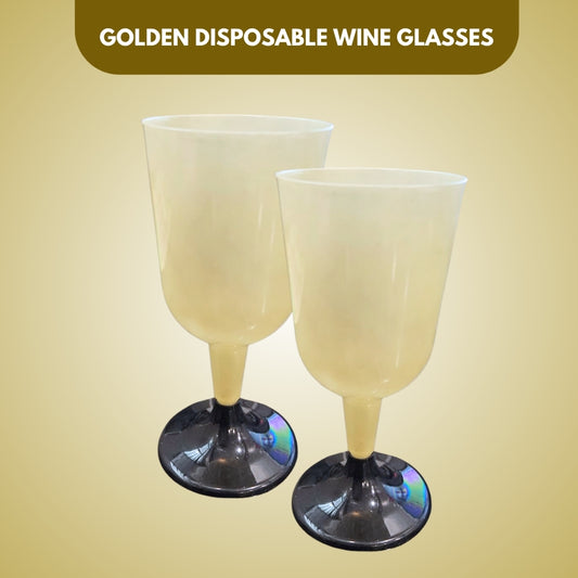 Golden Disposable Wine Glaases - 6Pc