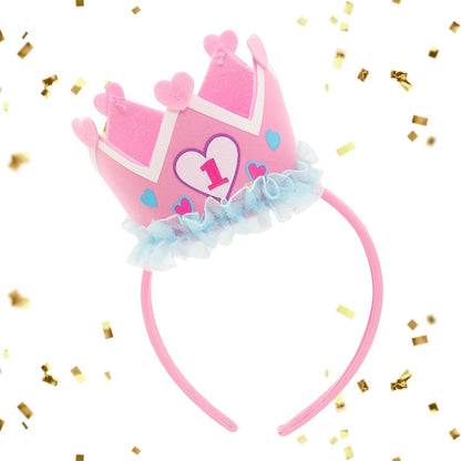 1st Birthday Pink Crown Headband - 1PC
