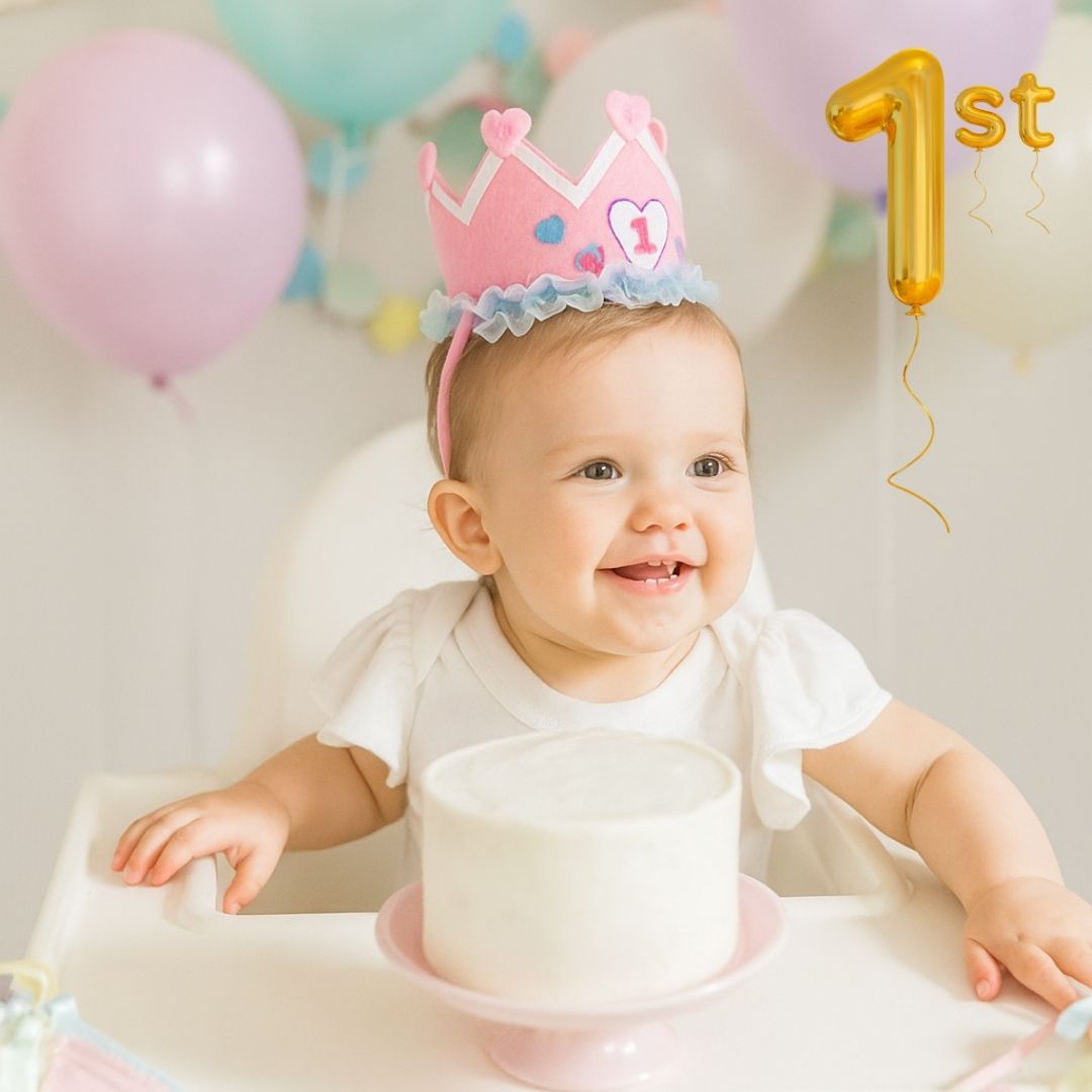 1st Birthday Pink Crown Headband - 1PC
