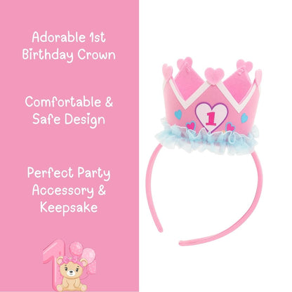 1st Birthday Pink Crown Headband - 1PC
