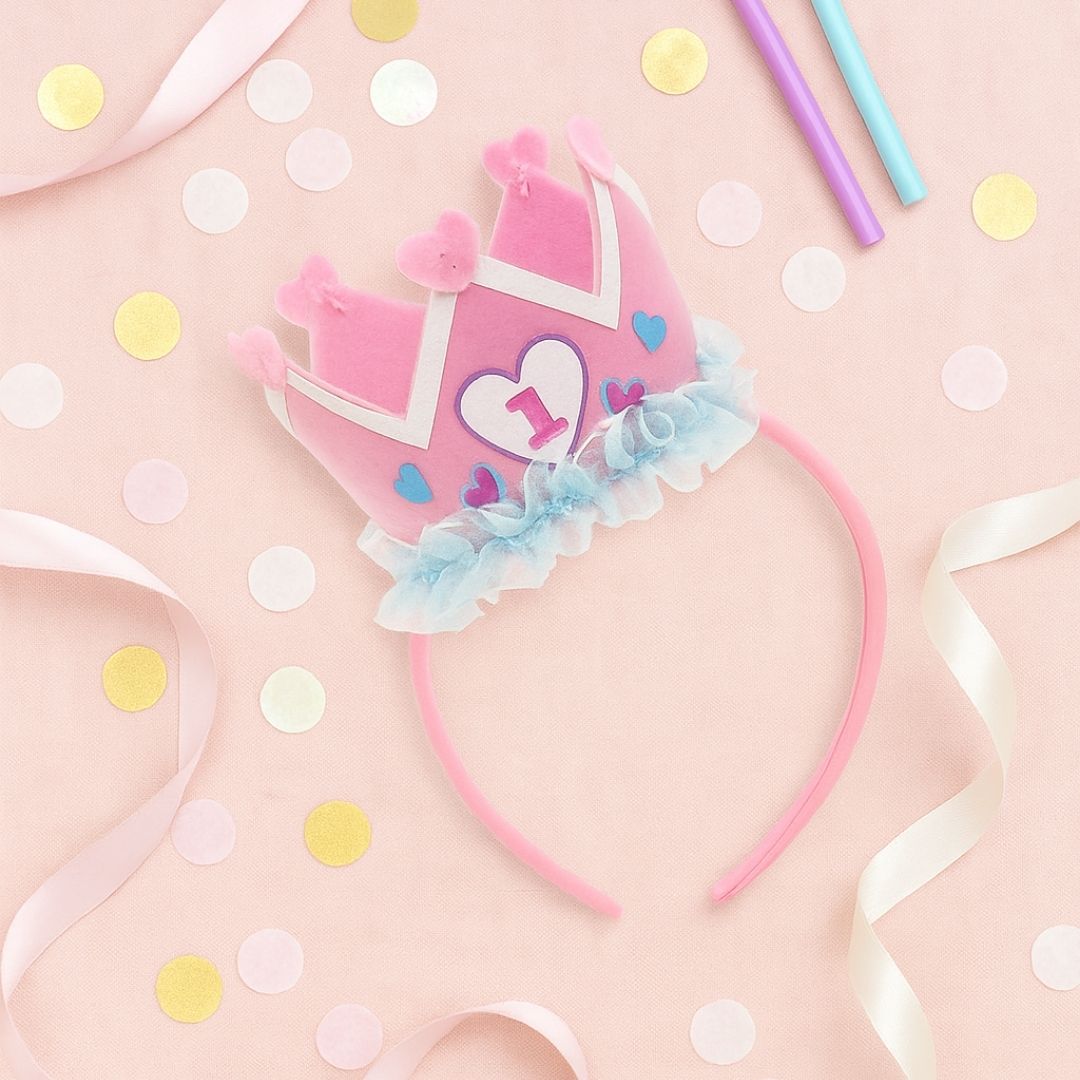 1st Birthday Pink Crown Headband - 1PC