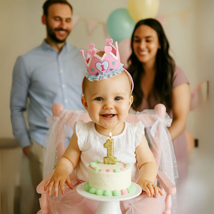 1st Birthday Pink Crown Headband - 1PC