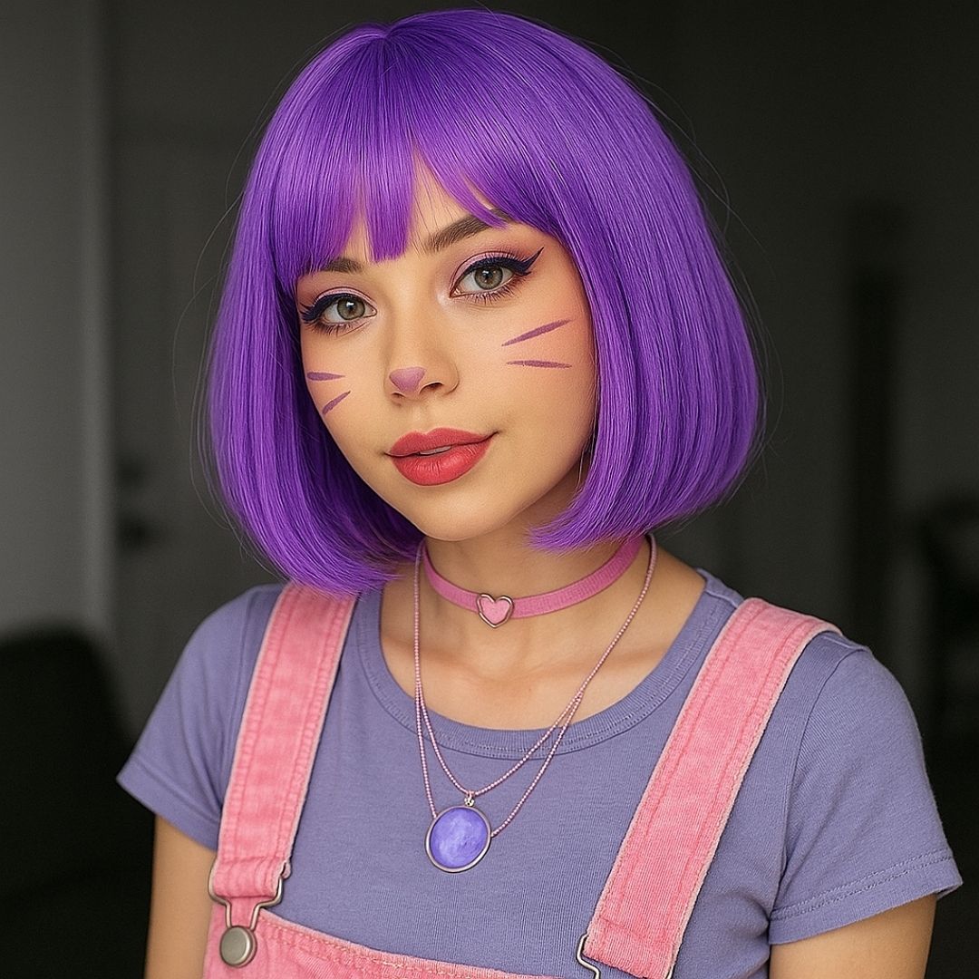 Colored Blunt Cut Wig Purple