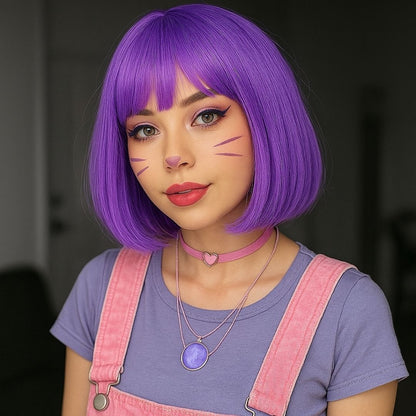 Colored Blunt Cut Wig Purple
