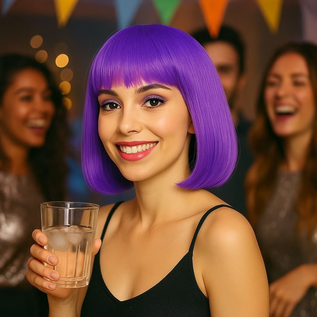 Colored Blunt Cut Wig Purple