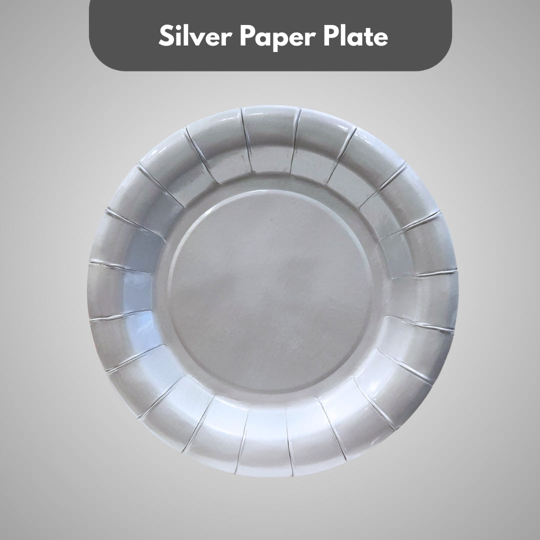 Silver Party Cake/Starter Plates - 7 inches - 10PC