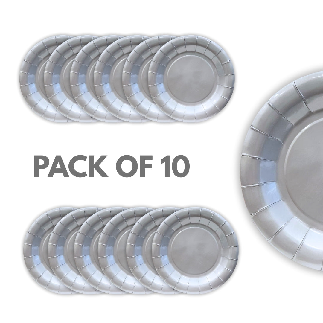 Silver Party Cake/Starter Plates - 7 inches - 10PC