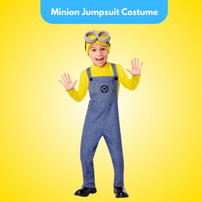 Minion Jumpsuit Costume with Cap and Glasses