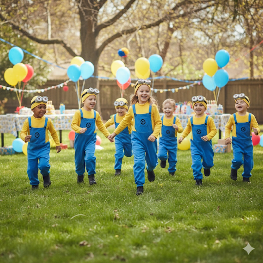 Minion Jumpsuit Costume with Cap and Glasses