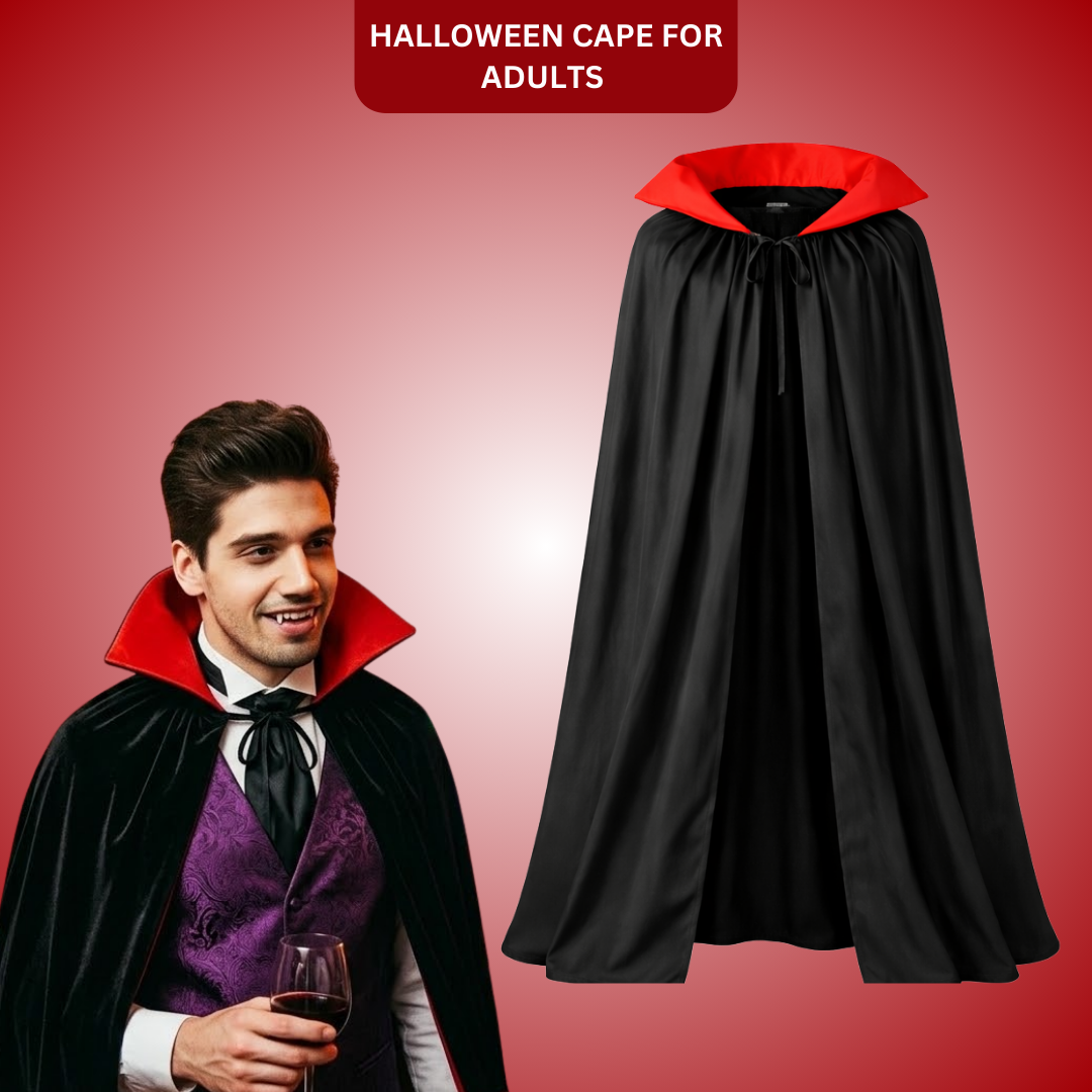 Halloween Red & Black Reversible Cape for Adults  - 1PC
