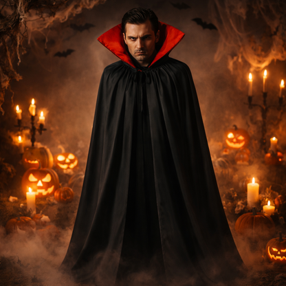 Halloween Red & Black Reversible Cape for Adults  - 1PC