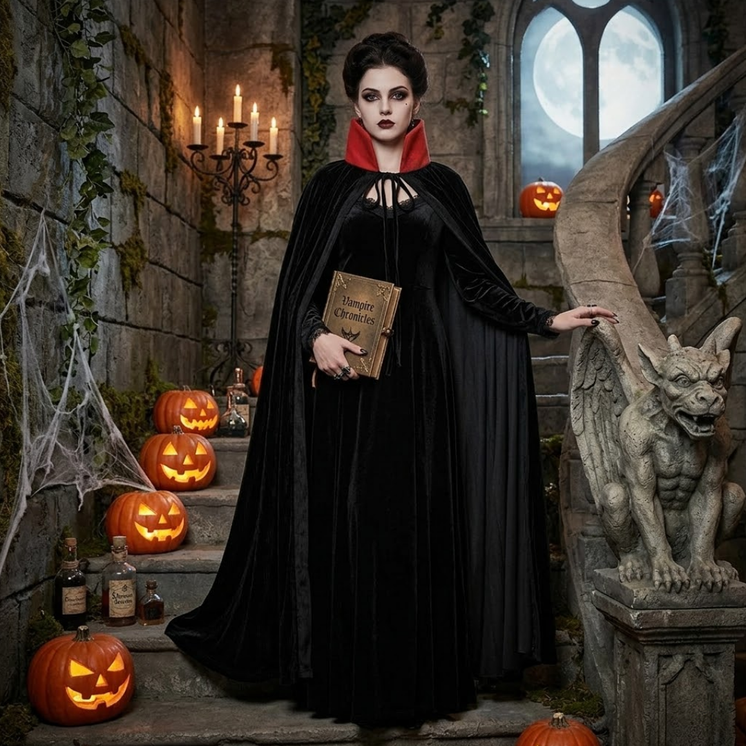 Halloween Red & Black Reversible Cape for Adults  - 1PC