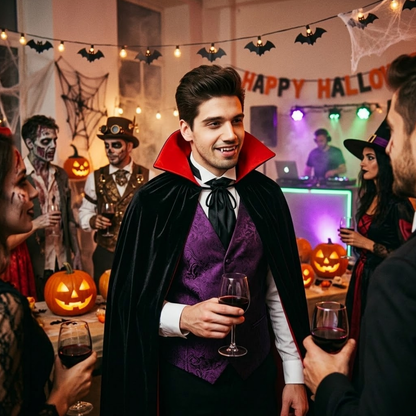 Halloween Red & Black Reversible Cape for Adults  - 1PC