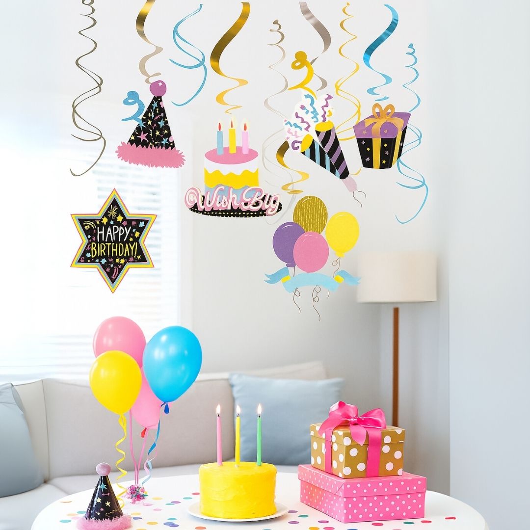 Colorful Fun Birthday Swirl Decoration - 12PC