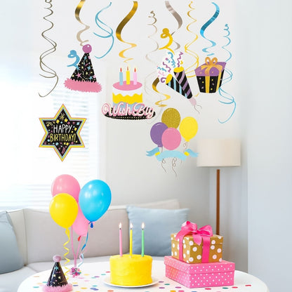 Colorful Fun Birthday Swirl Decoration - 12PC