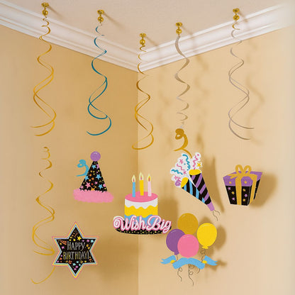 Colorful Fun Birthday Swirl Decoration - 12PC