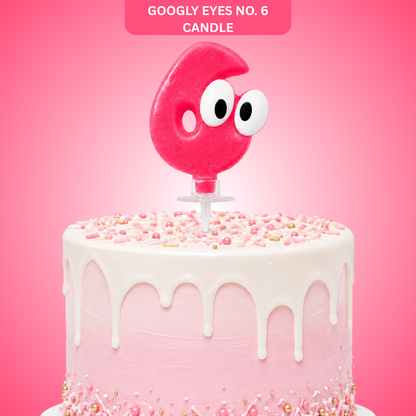 Googly Eyes Number 6 Birthday Cake Candle